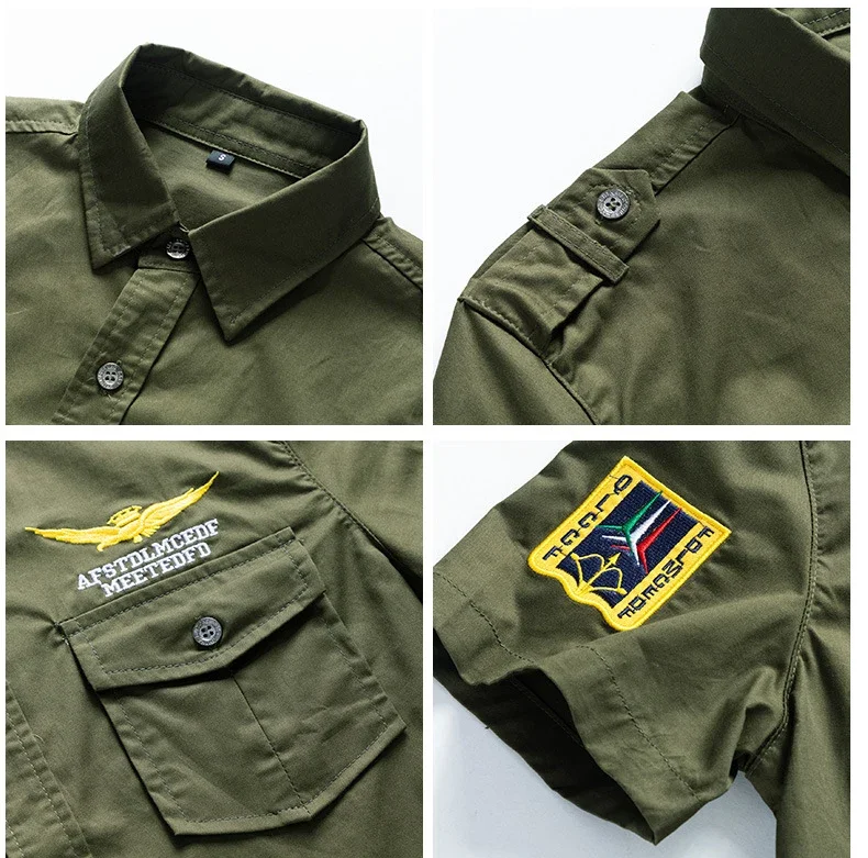 Summer unload Shirts Men US MA-1 One Cotton Short Sleeve T Shirt 101 Airborne Assault Tactical Casual Embroidery Tops 6XL