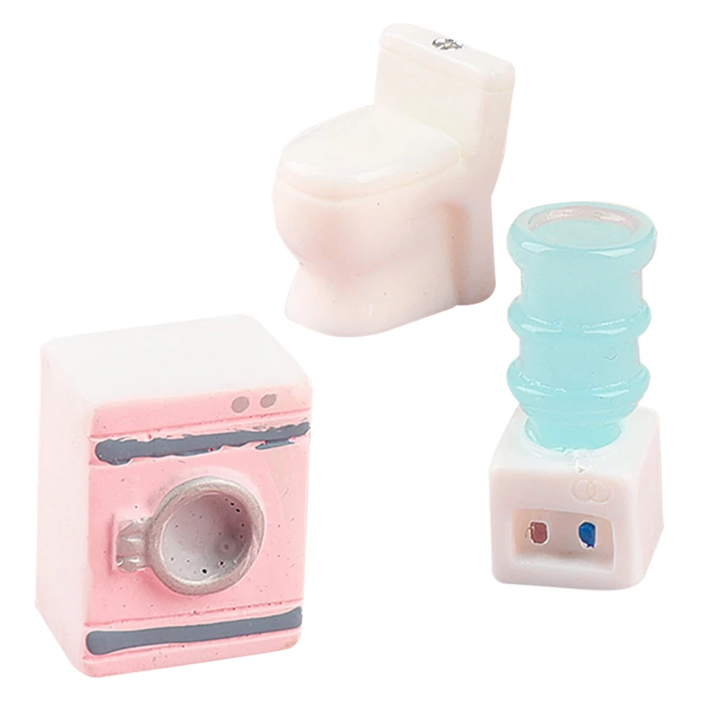 

1 set Realistic Dollhouse Accessories Appliances Mini Washing Machine Toilet Water Fountain Resin House Decorations