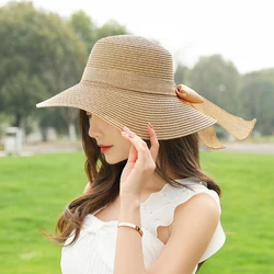 New Summer Women's Fashion Fisherman Bow Outdoor Sunscreen Beach Straw Hat