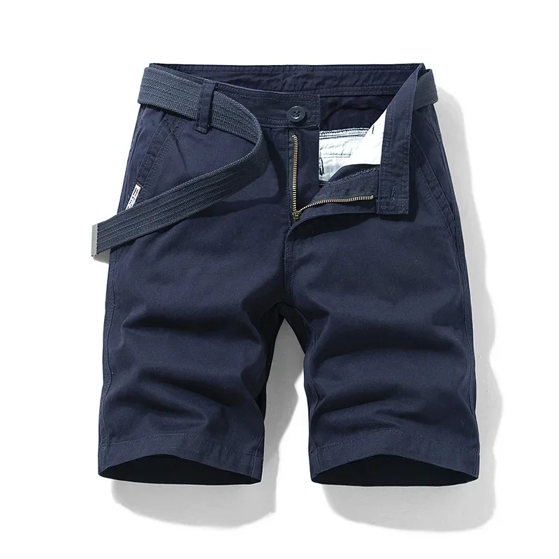 Men's Cotton Cargo Shorts Outdoor Breathable Cotton Tactical Shorts with Pockets Summer Solid Khaki Cargo Shorts Male