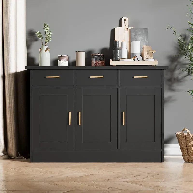 

Kitchen Buffet Cabinet, Kitchen Storage Cabinet with 3 Doors and 3 Drawers, Accent Buffet Sideboard for Kitchen and Living Room