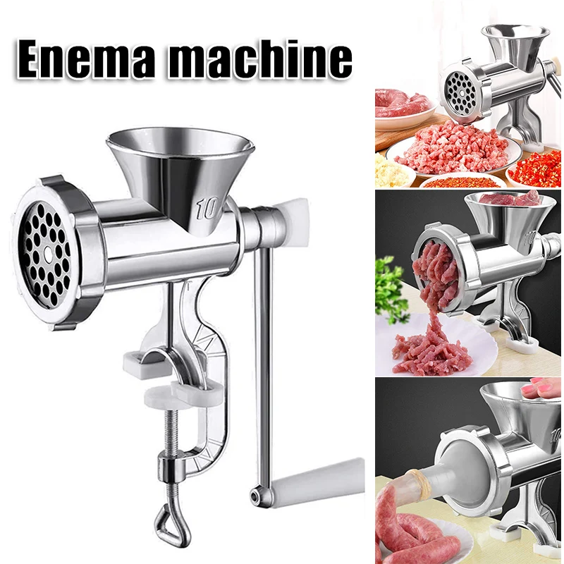 Manual Meat Grinder Silver Aluminum Alloy Powerful Home Sausage Kitchen Appliances Vegetable Chopper Pepper Supplies Mincer Hand