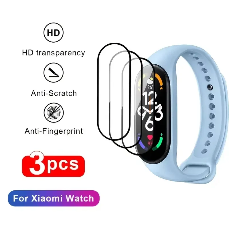 Film de protection d'écran 3D pour montre intelligente Xiaomi mi band 8 7, verre trempé Nano-revêtement HD souple, accessoire Mi band 7/6/5/4/3