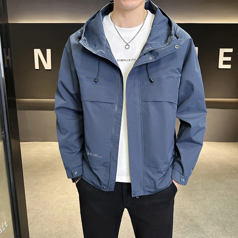 

Осенняя мужская модная повседневная куртка с капюшоном, устойчивая к морщинам, дышащая, приятная для кожи ткань, базовые пальто, верхняя одежда для отдыха, осень