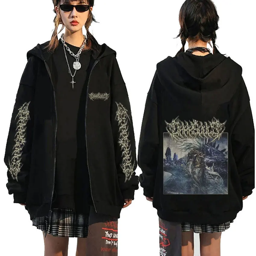 

Game Dark Souls Nameless King Metal Rock Style Zipepr Hoodie Men Women 90s Gothic Rock Oversized Zip Up Jacket Male Vintage Coat