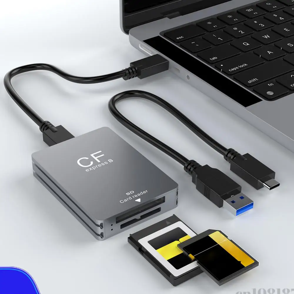 2 in 1 CFexpress Type B SD Card Reader Memory Card Reader with USB C To USB C/A Cable Support for Android/Windows/ OS for SLR