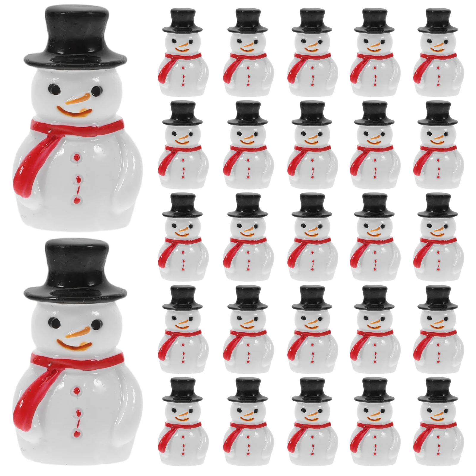 

50pcs Mini Snowman Figurines Resin Christmas Ornaments Small Decor Statues for Home Garden Office Party Festival Gift Miniature