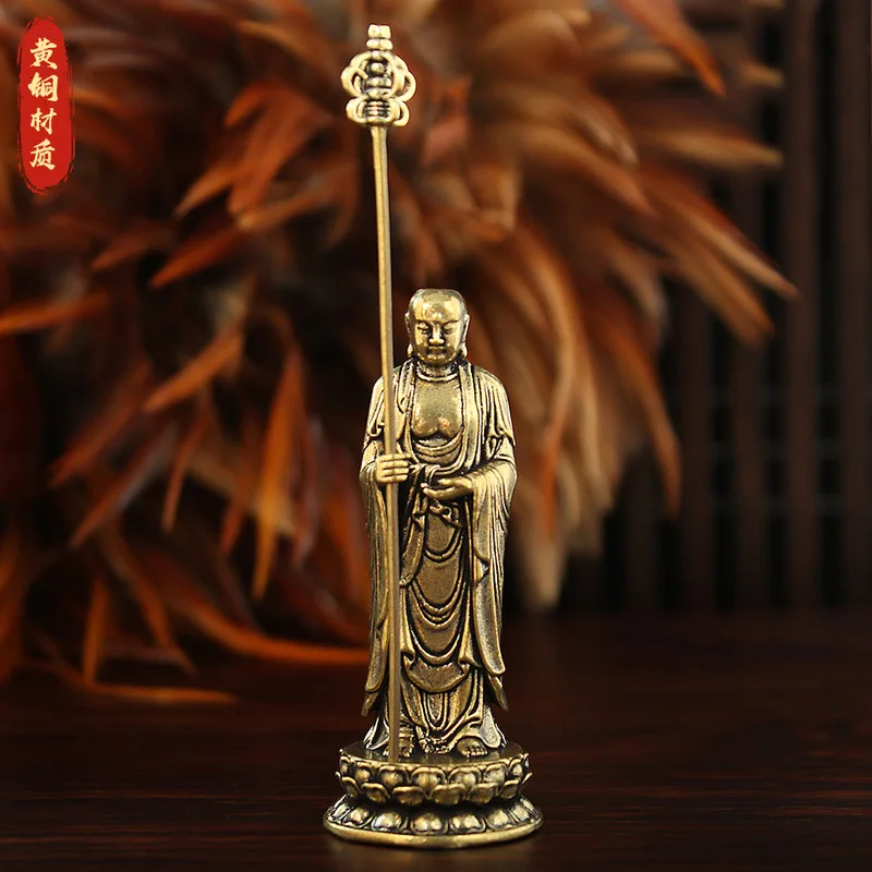 Brass Ksitigarbha Bodhisattva of Mount Jiuhua, a bronze Buddha statue for home decoration