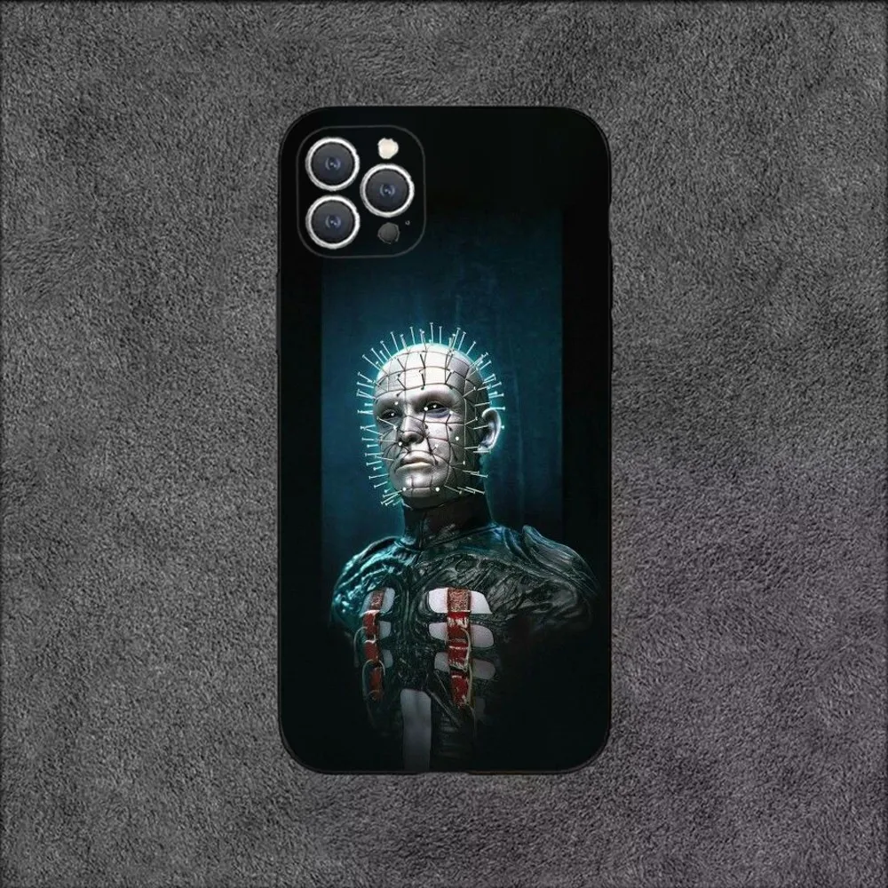 P-Pinhead H-Hellraiser  Phone Case For iPhone 16,15,14,13,12,11,Plus,Pro Max,XS,X,XR,SE,Mini,8,7 Soft Silicone Black Cover