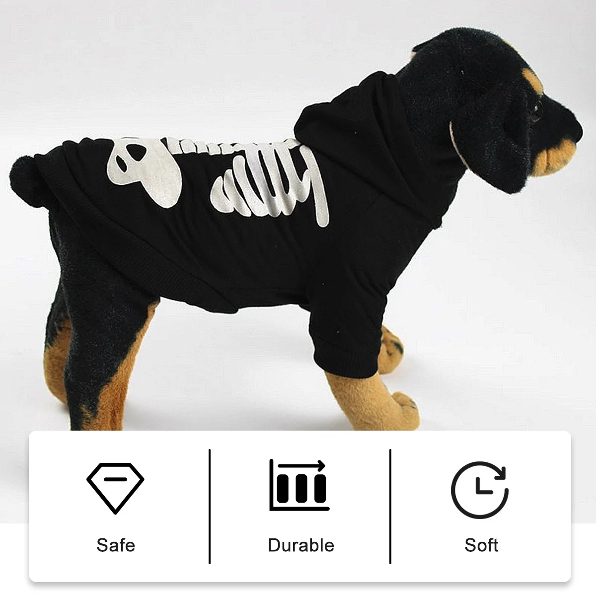 

Halloween Skull Printed Dog Costume Clothes Glow in Dark Suitable for Small Medium Dogs Party Parade Dog Garment