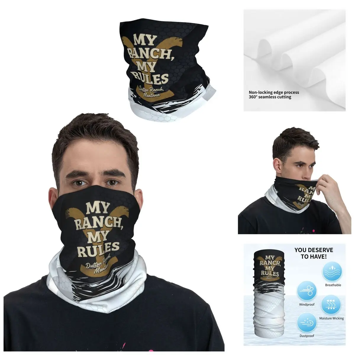 Ace Bandana Neck Gaiter Printed Motor Motocross Yellowstone Dutton Ranch Face Scarf Running Unisex Adult Breathable