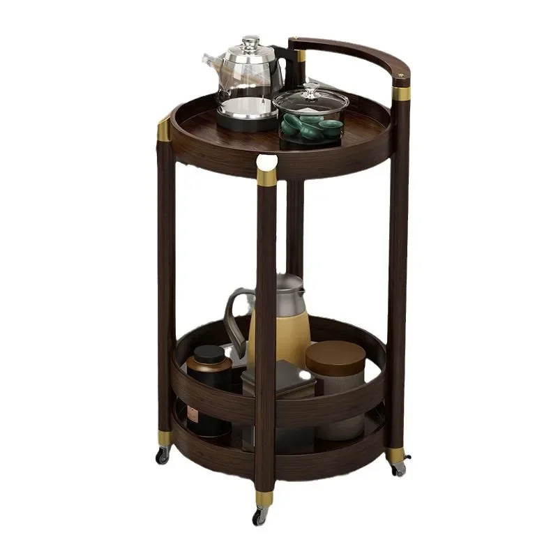 Mobile small coffee table Mobile trolley Square oval round multi-layer coffee table side table Nan bamboo material