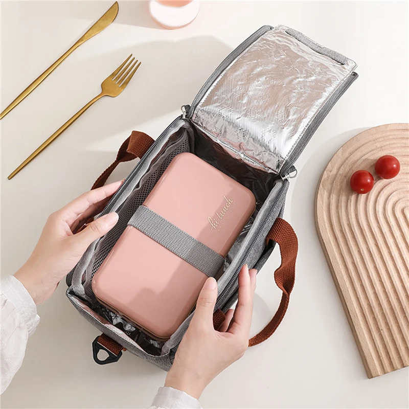 Portable Lunch Bag for Women Thermal Insulated Lunch Box Tote Cooler Handbag Waterproof Bento Pouch Office Food Shoulder Bags