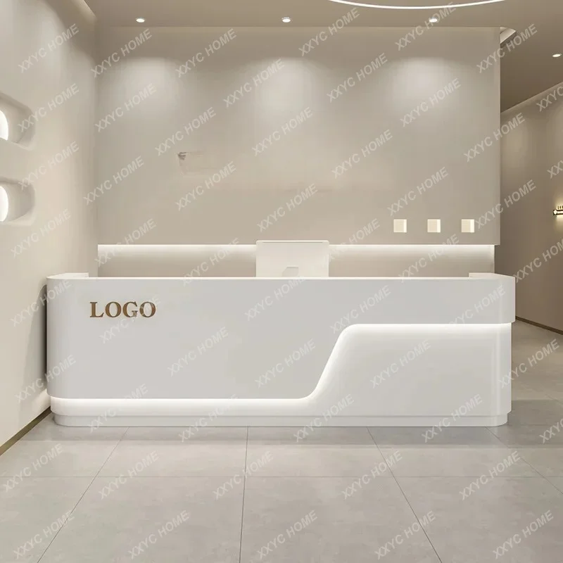 JYAX40 Simple Modern Beauty Salon Checkout Page  Clothing Store Curved Reception Front Desk