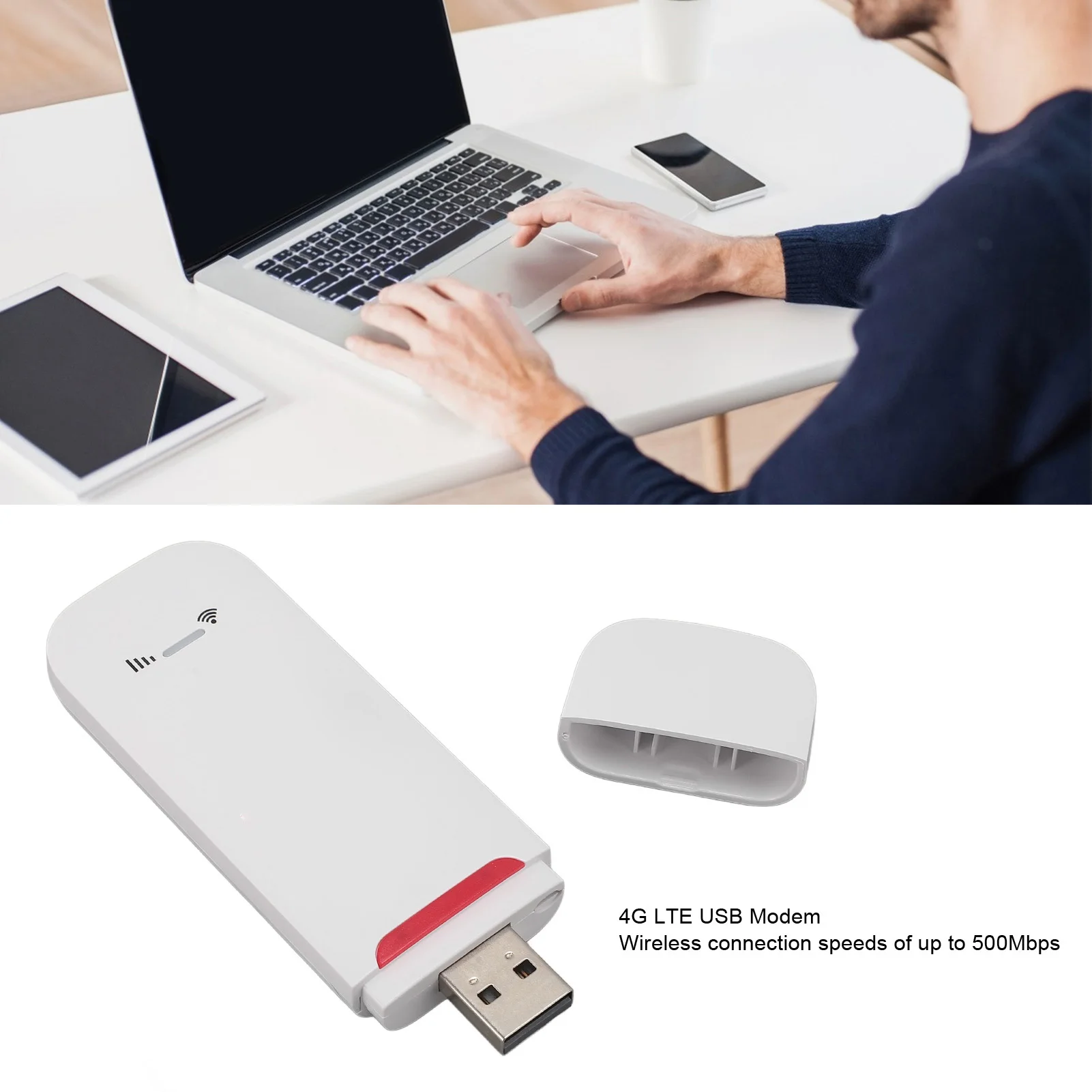 Portable 4G Router Stable Support 10 Users Plug and Play ABS 500Mbps 4G LTE USB Modem with SIM Card Slot for Family Gathering
