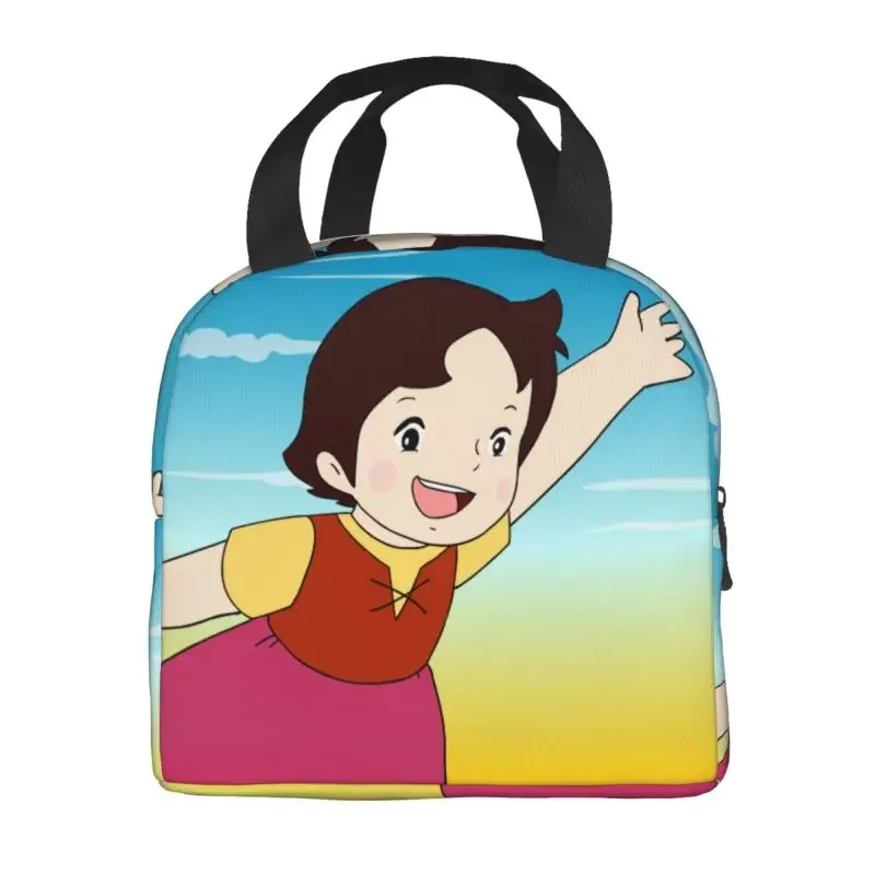 Simpatiche borse per il pranzo isolate Heidi per viaggi in campeggio Cartoon Anime Alps Mountain Girl Bento Box termico impermeabile da donna