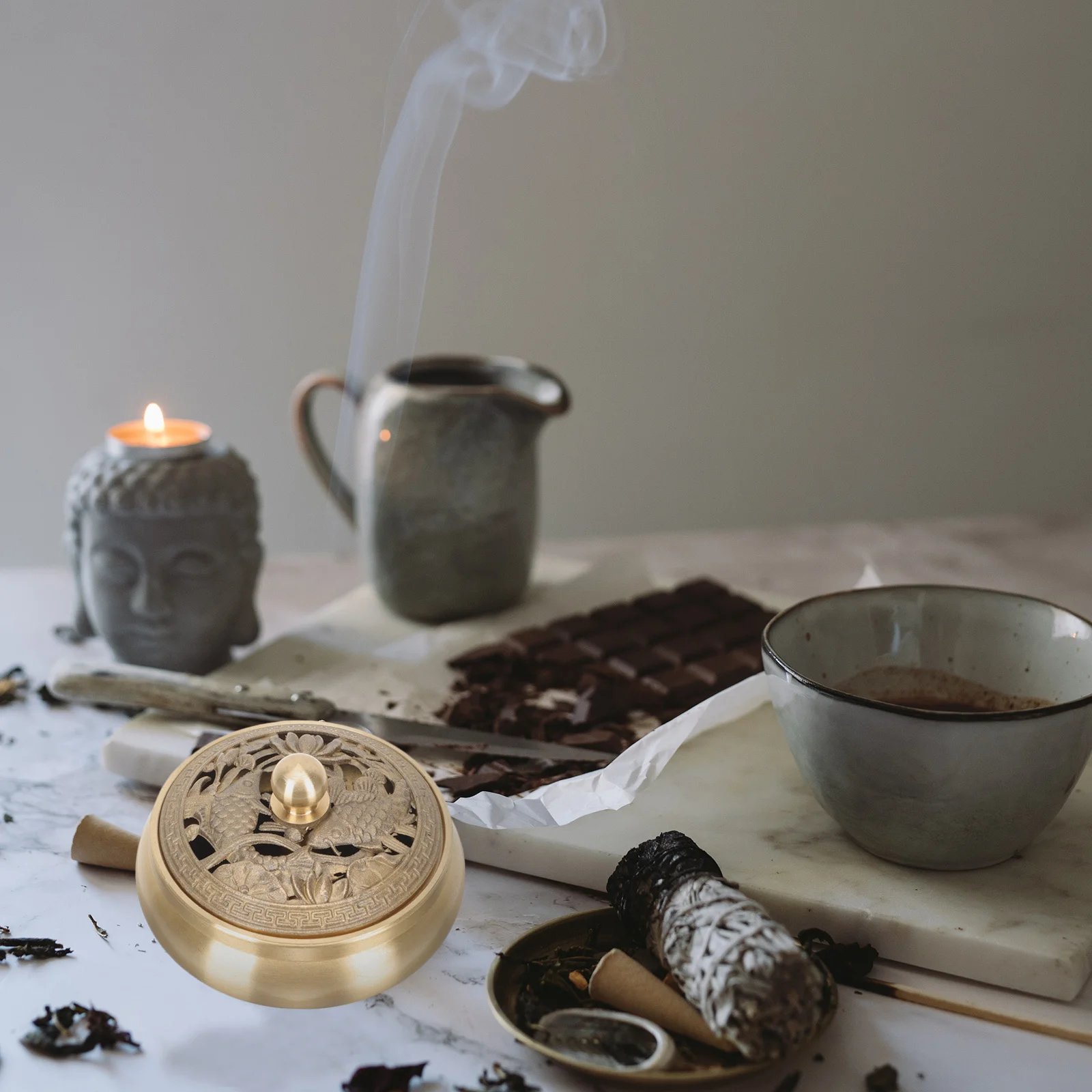 

Brass Censer Incense Burner Elegant Vintage Style Small Brass Aromatherapy Stove Decorative Home Desktop Incense Burner