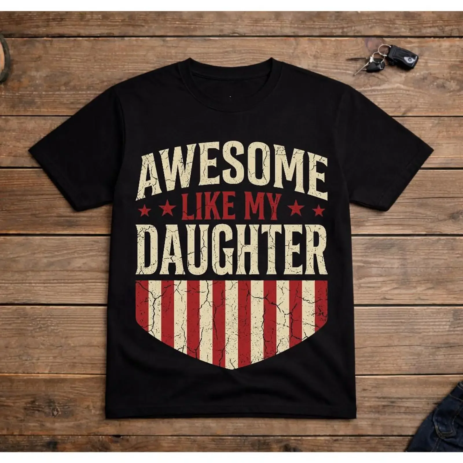 Tolles T-Shirt mit Aufschrift „Like My Daughter“, lustig, zum Vatertag, stolzer Papa, Vintage-Stil, gewaschen, weich, stilvoll, vielseitig, grafisch, atmungsaktiv