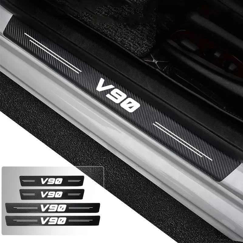 

Car Door Sill Carbon Fiber Sticker Threshold Side Anti Scratch Waterproof For Volvo V90 Mii Trunk Bumper Scratch Guards Decals