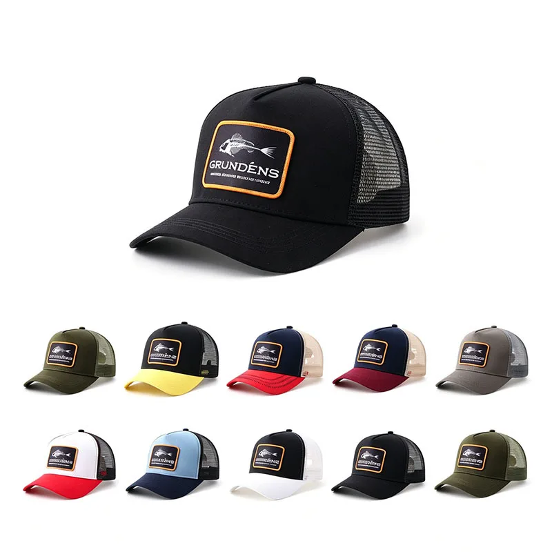 Fashion Fish Bone Embroidery Baseball Caps Men Women Snapback Fishing Hats Mesh Sun Hat Spring Autumn Outdoor Hip Hop Fitted Cap