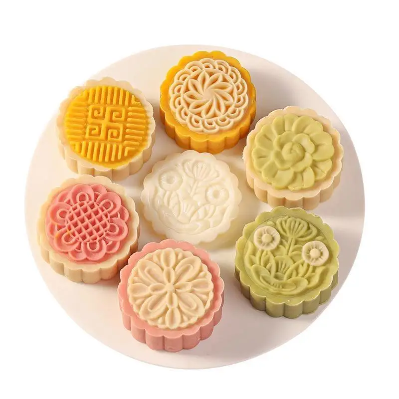 Plastic Hand Press Mooncake Mold Cherry Flower Cookie Stamp Easy Release for DIY Mid-Autumn Festival Baking Tools