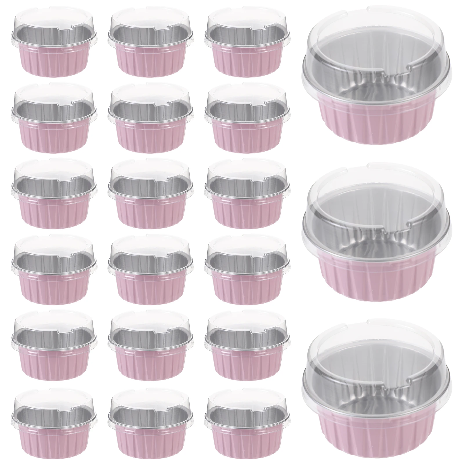 

50pcs 125ml Aluminum Foil Cake Cups Disposable Baking Boxes Oven Safe Stacking Storage Air Fryer Pan Containers Tin Paper
