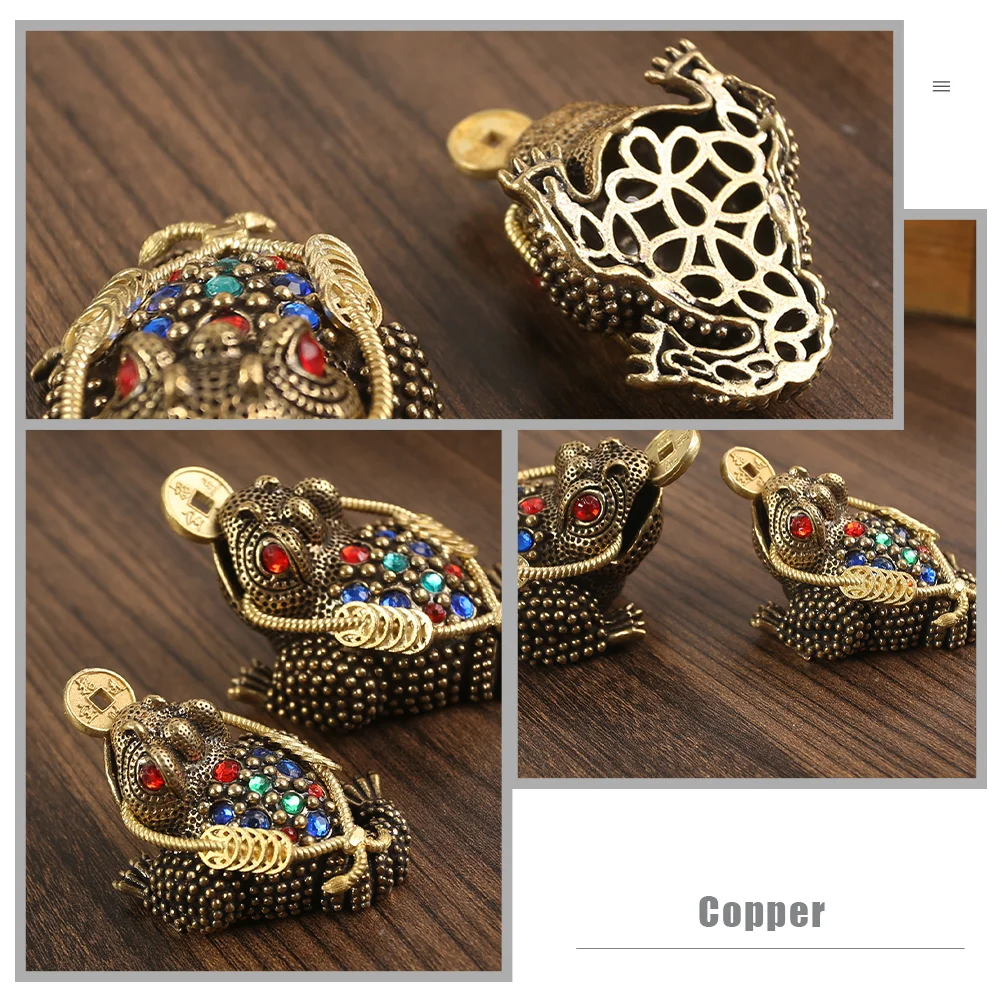 Copper Three Legged Toad Wealth Frogs Decoration Money Toad nament Office Statue Figurines Home Decor Copper Adornment Desktop
