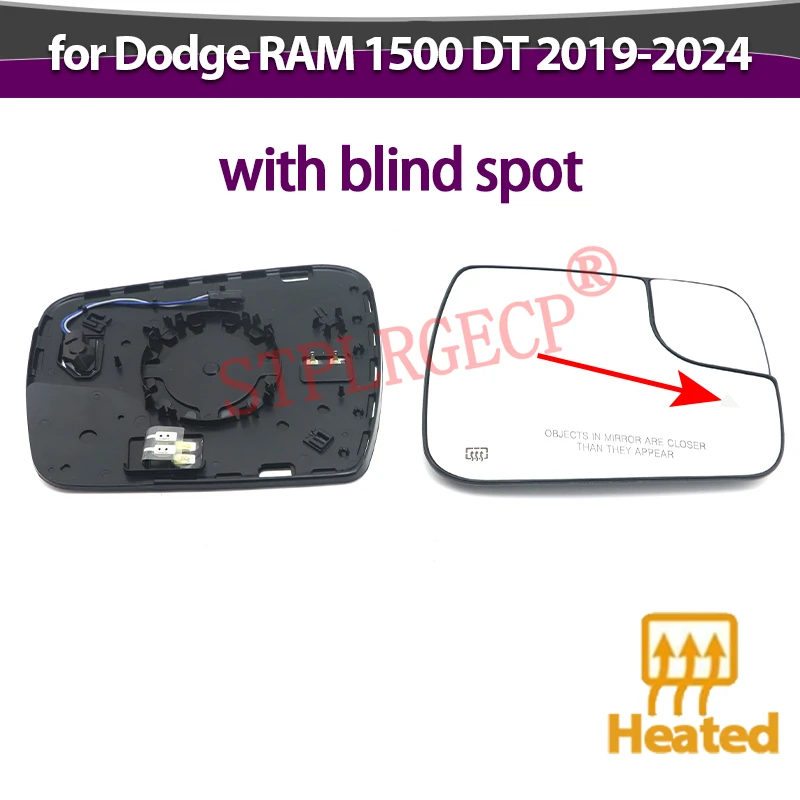 Für Dodge RAM 1500 DT 2019-2024 Auto Links oder Rechts Seitenspiegel Beheizbarer Rückspiegelglas Toter-Winkel-Ersatz LH