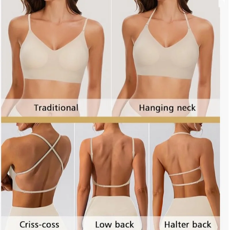 Lingeries Bras tangas ropa interior femenina  French seamless lingerie  sexy large backless women's thin U-shaped beautiful back