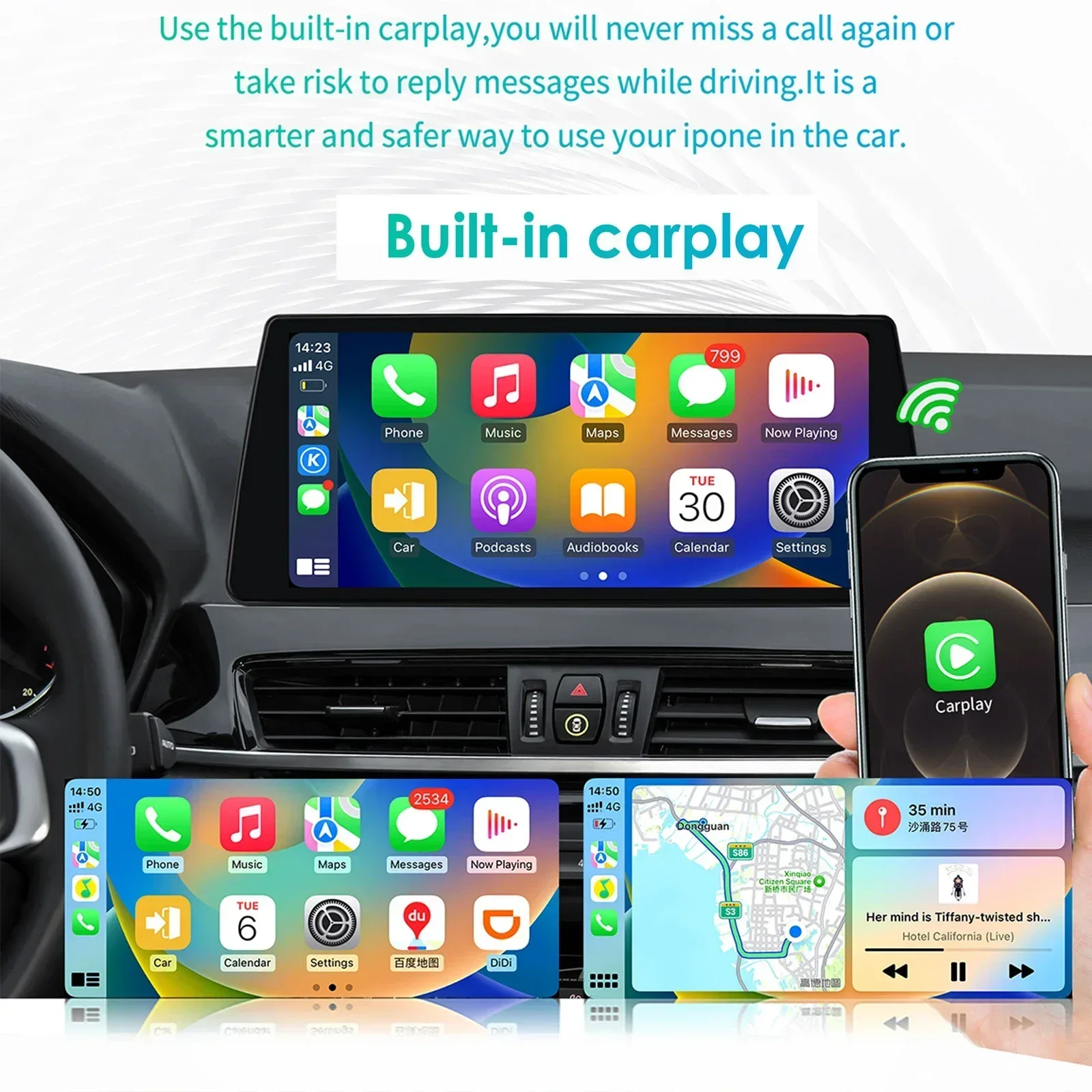 Carplay Android 14 Car Radio for BMW X1 F48 NBT Aux Mode Multimedia Video Player 4G WIFI DSP Autoradio with 1920*720 Screen DSP