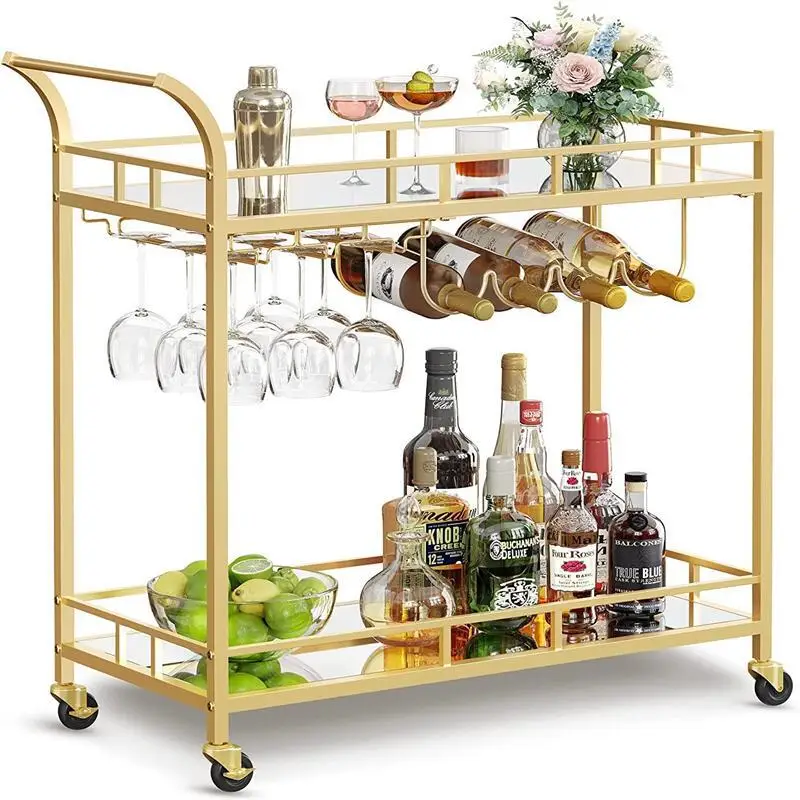 

Kitchen Cart Rack Drinks Serving Trolley Bar Cart for Hotel Restaurant Wedding Party Rack Snack Cart for Parties Tea Trolley