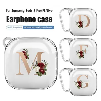 Etui Rose Flower Case dla Samsung Galaxy Buds 2 Pro Buds FE Live Buds2 buzz 2 pro live Cover Clear Hard PC Headphone Coque With Hook