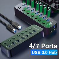 USB Hub 3.0 Multiprise USB High Speed Splitter 7 Port 5Gbps Hub Power Adapter with Switch Long Cable with Multiple Expander Hub