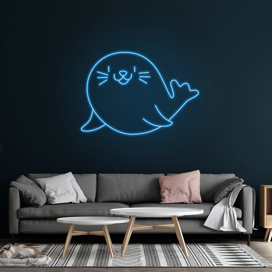 Cute Seal Neon Sign Cute Anime Decor Custom Nursery Animal Fish Lovers Bedroom Sign Wall Decor Birthday Gift Bar Beer Club Neon