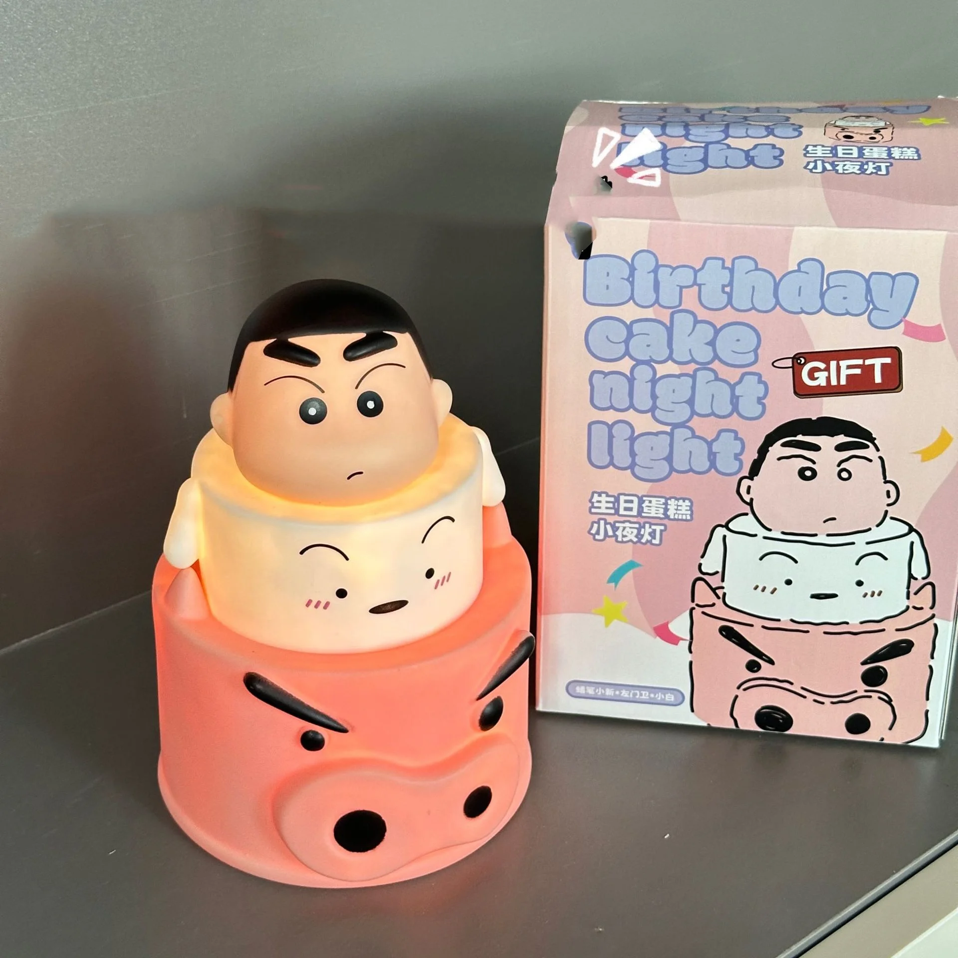 Crayon Shin-Chan Character Peripheral Birthday Cake Shape Pat Lamp Bedside Night Light Desktop Decoration Birthday Gift