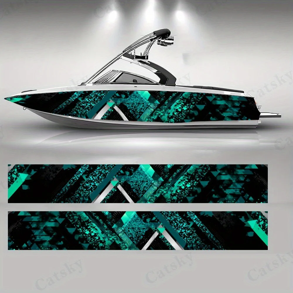 

Midnight Cyan Shadow Boat sticker vinyl ship pontoon deck Boat fishing decorative pontoon boats decal