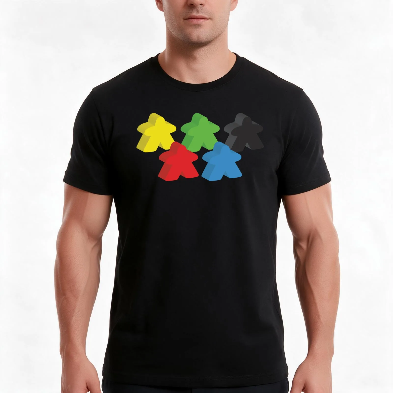 Set of 5 meeples (Board game tokens) T-Shirt Summer Casual Cotton Tee Oversized Streetwear Tops Vintage Graphic Print