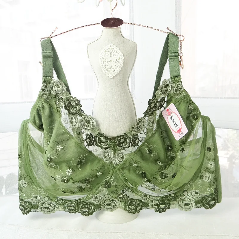 Plus Size Brassiere Push Up Ultra Thin Lace Flower Adjustable Bras 75 75 80 85 90 95 100 105 110 34 36 38 B C D E F G Cup Bh