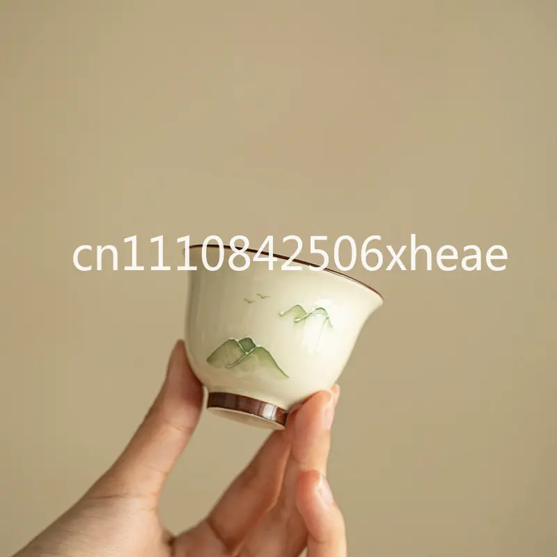 Hand-painted landscape tea   host   guest  exquisite tea cup, kung fu small cup, ceramic tea set
