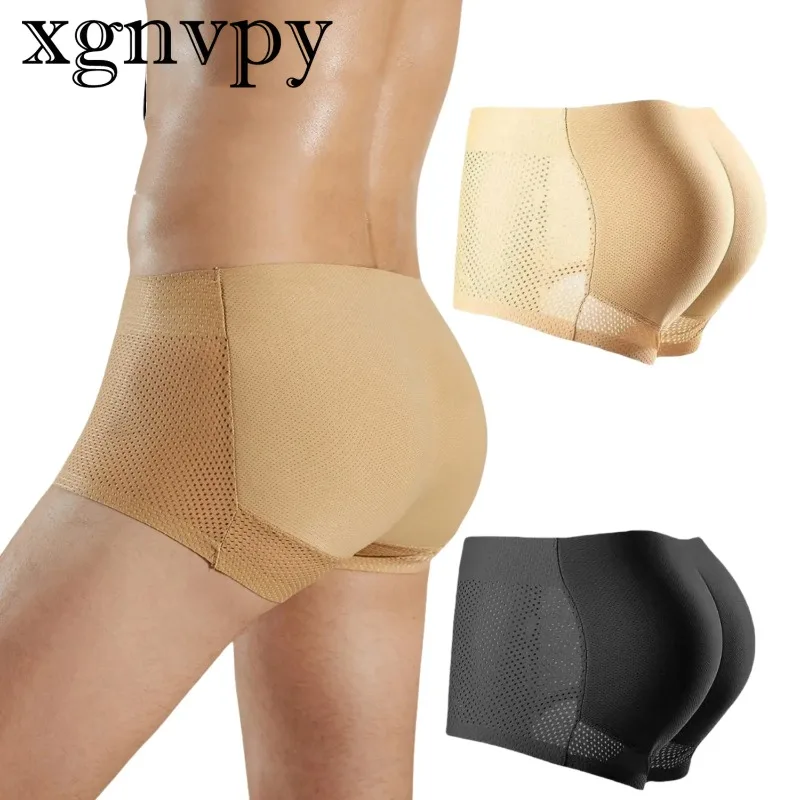 xgnvpy Men's Fake Butt Lift Briefs Flat Angle Booty Thickening Sponge Booty Augmentation