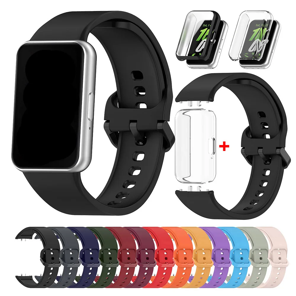 

Silicone Strap For Samsung Galaxy Fit 3 Fit3 Bracelet Wristband Correa+Transparent TPU Protective Case