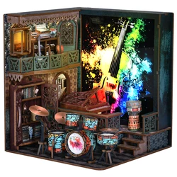 Book Nook Kit The Sound of Music DIY Wooden Puzzle Light Picture Bookshelf Dollhouse Model Bookend Building Home Decoration