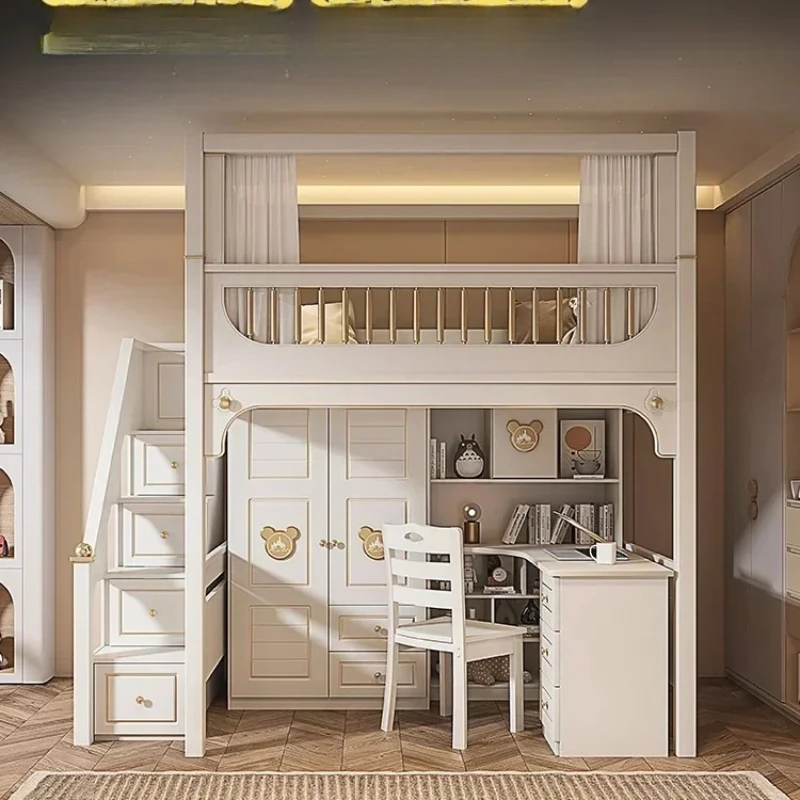 

Customizable light luxury bed, desk combination, integrated children's high and low bed, up and down bed, sleep and learning