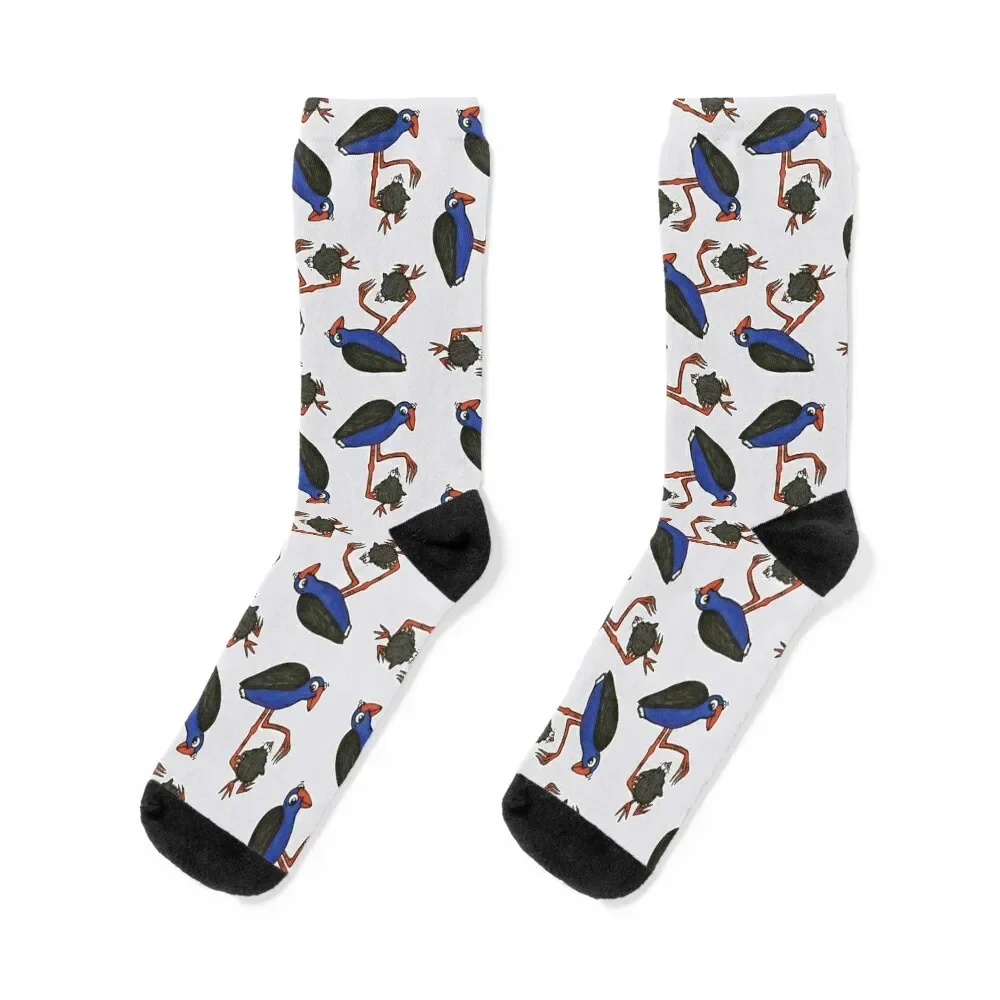 Cute NZ Pukeko - clock ft. Te Reo Maori numbers Socks Hiking boots moving stockings Socks Ladies Men's