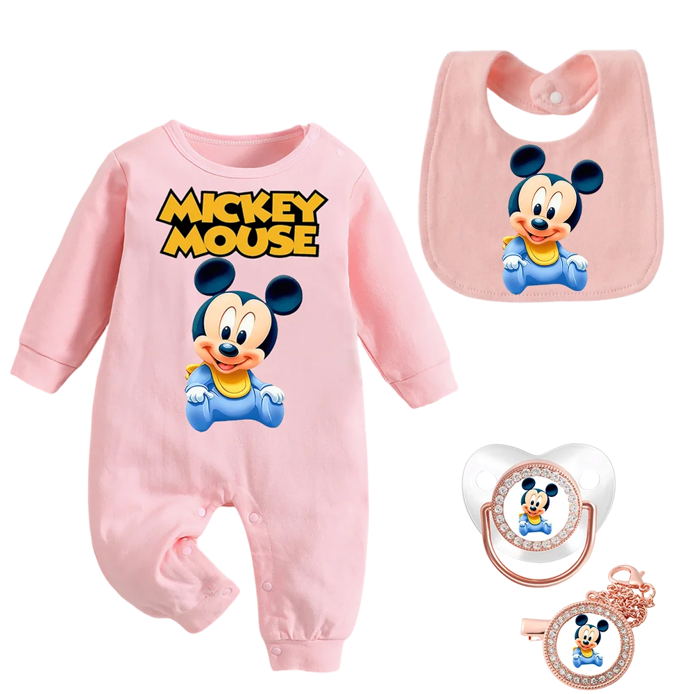 

Baby Clothing & Accessories Set Romper Bib Pacifier Stickers for 0-6 Months Infant