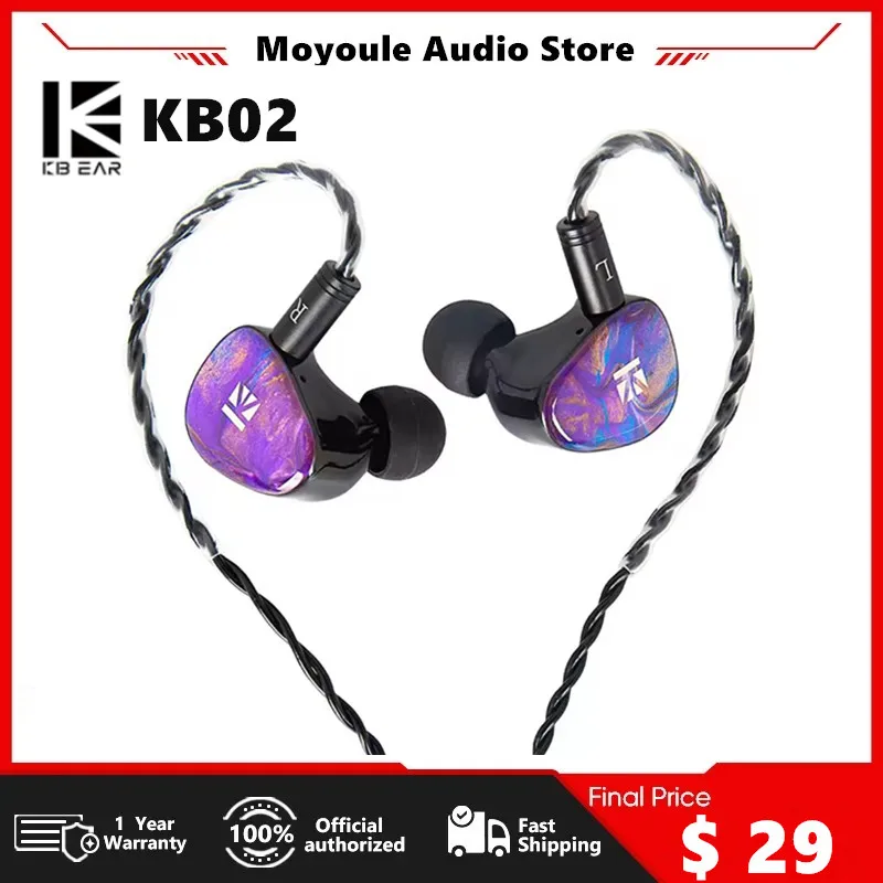 KBEAR KB02 이어폰 형 골전도 하이브리드 이어폰 HiFi Bass 모니터 교체 가능한 IEM 케이블이있는 유선 헤드폰 게임용 헤드셋