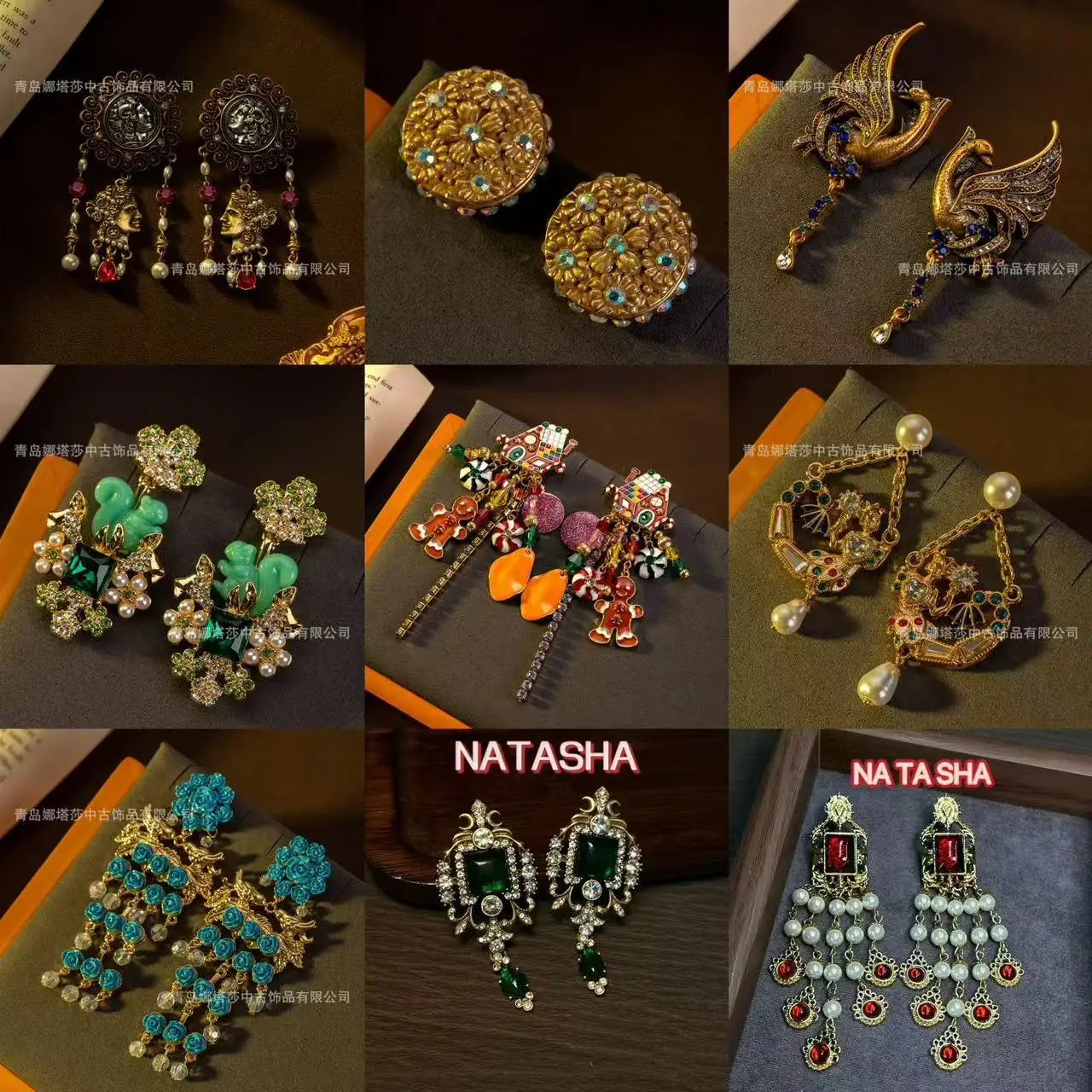vintage stud earrings for women diamond-encrusted multi-style collection of European American style niche design earrings