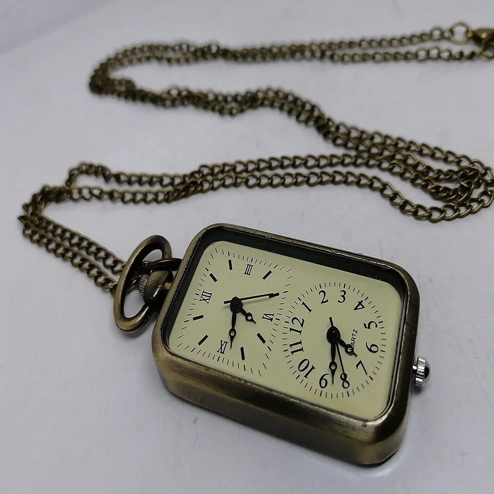 1 szt. Stylowy zegarek kieszonkowy z podwójnym mechanizmem, elegancki wisiorek w stylu vintage ze stopu, modny dodatek dla kobiet i mężczyzn.