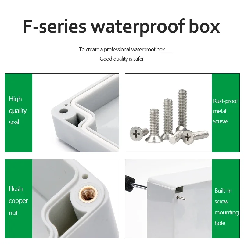F type waterproof junction box, size 83*58*33mm, made of ABS material,  IP67 waterproof rating