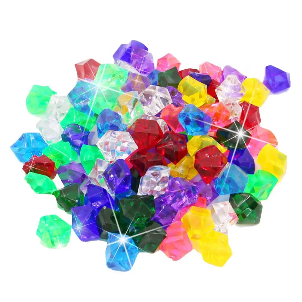 100PCS Plastic Gems Ice Grains Colorful Stones Children Jewels Acrylic Jewels Ice Counter Crystal Diamonds DIY Crafts Beads Toy